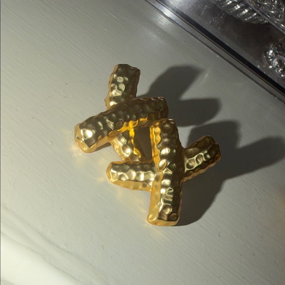 Gold Textured Double Pierced earrings